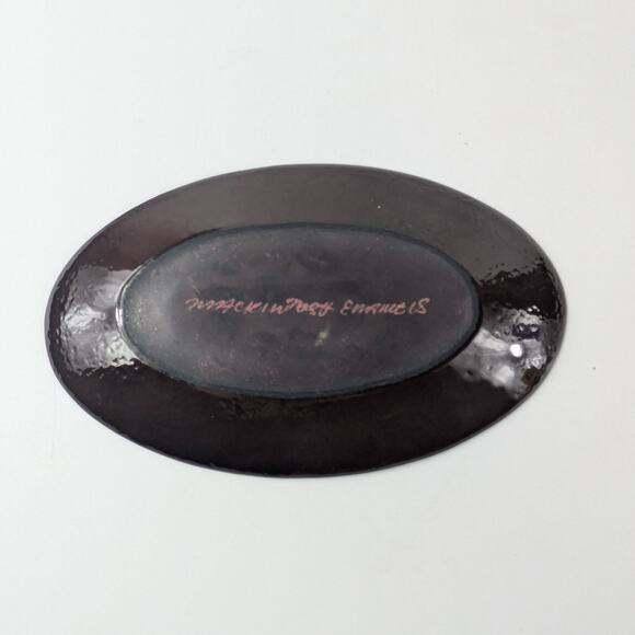 Mackintosh Enamels Snowflake Dish Blue Winter Trinket Tray Signed Oval Decor - Picture 2 of 11